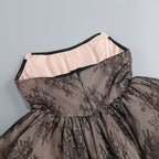 Orentha Lace Strapless Puff Mini Dress