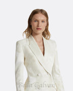 Flowering Girl Women jacquard double-breasted blazer suit in ivory