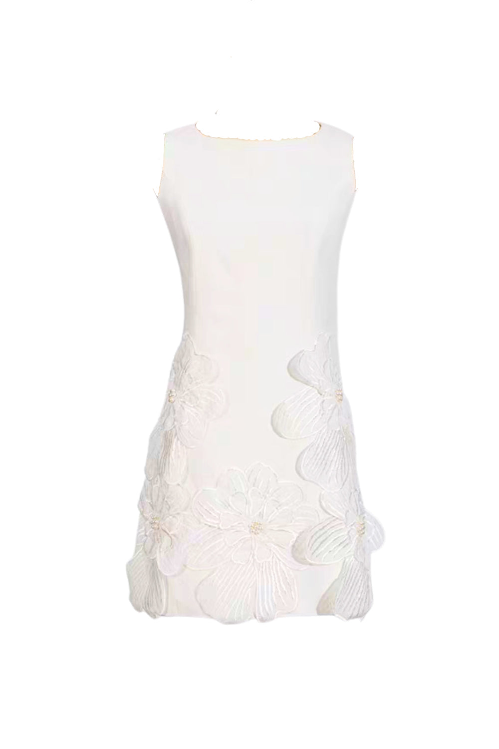 Adalgisa Floral Appliqué Mini Dress in White