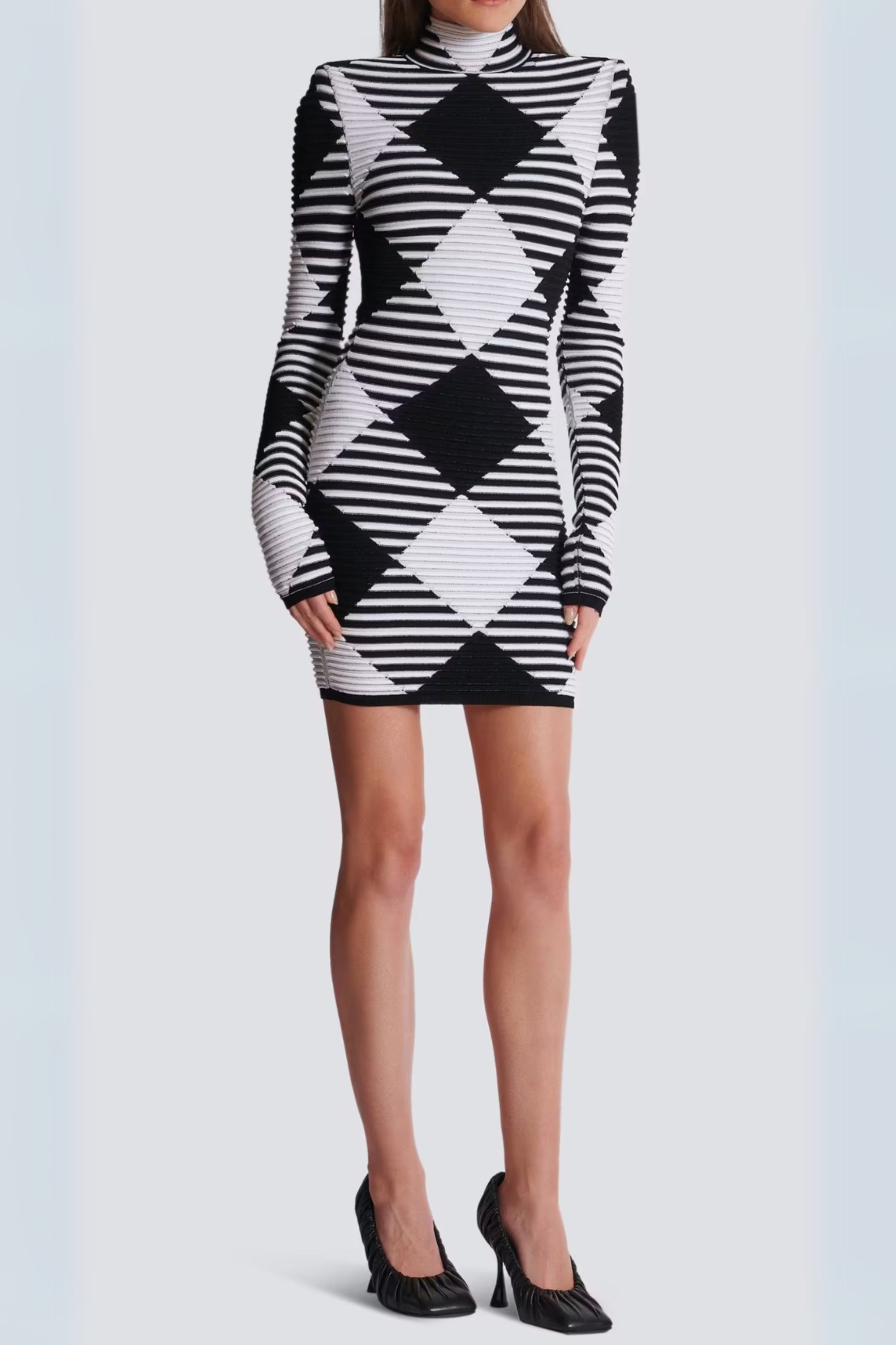 Flowering Girl Women Mini Dress In Rolled Gingham Knit