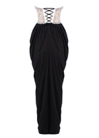 sharon Lace Beaded embellished Strapless Maxi Dress in black