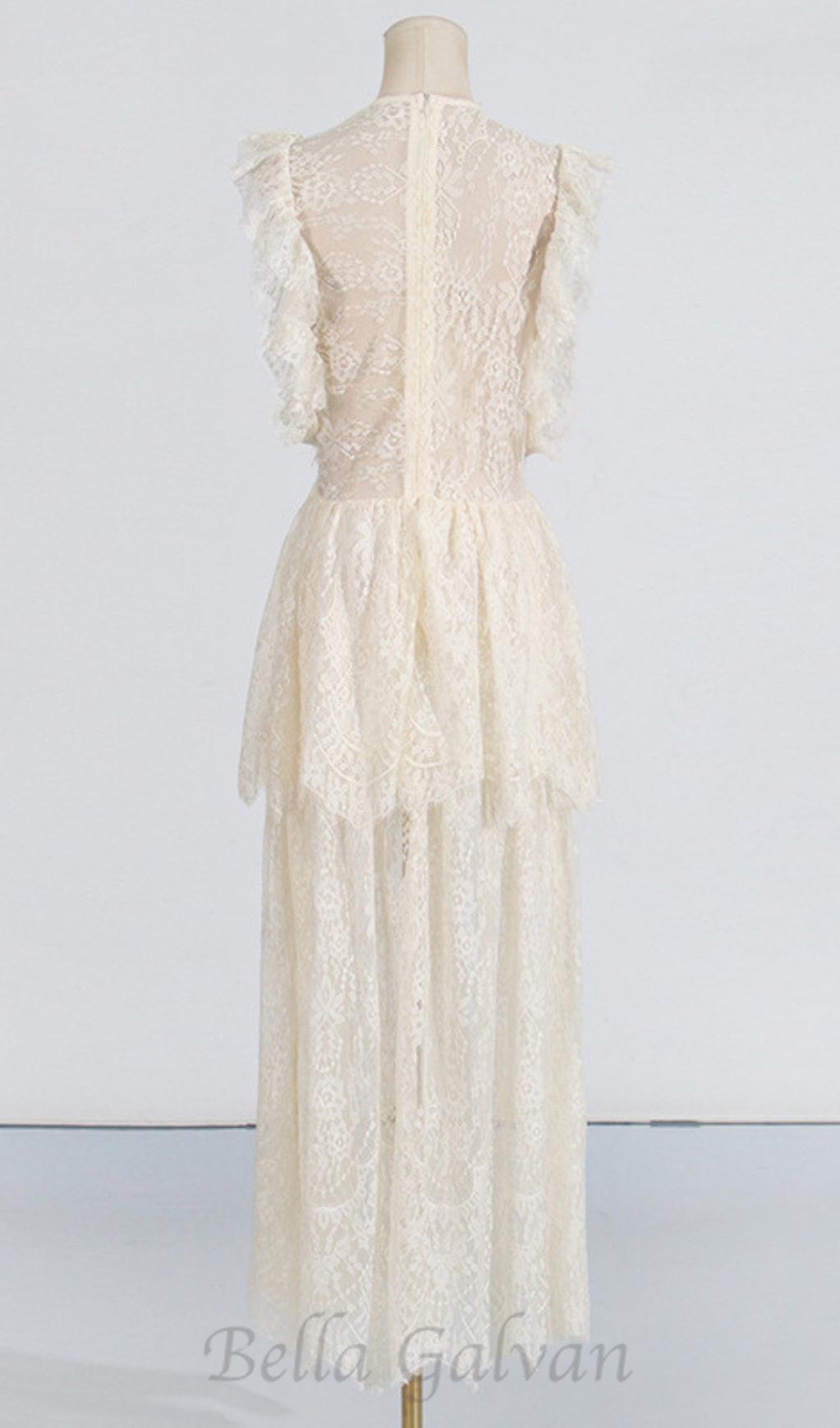 Flowering Girl Women Tiered Lace Maxi Dress