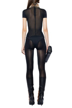 Flowering Girl Women Elma Furry Embellished Turtleneck Bodysuit In Black