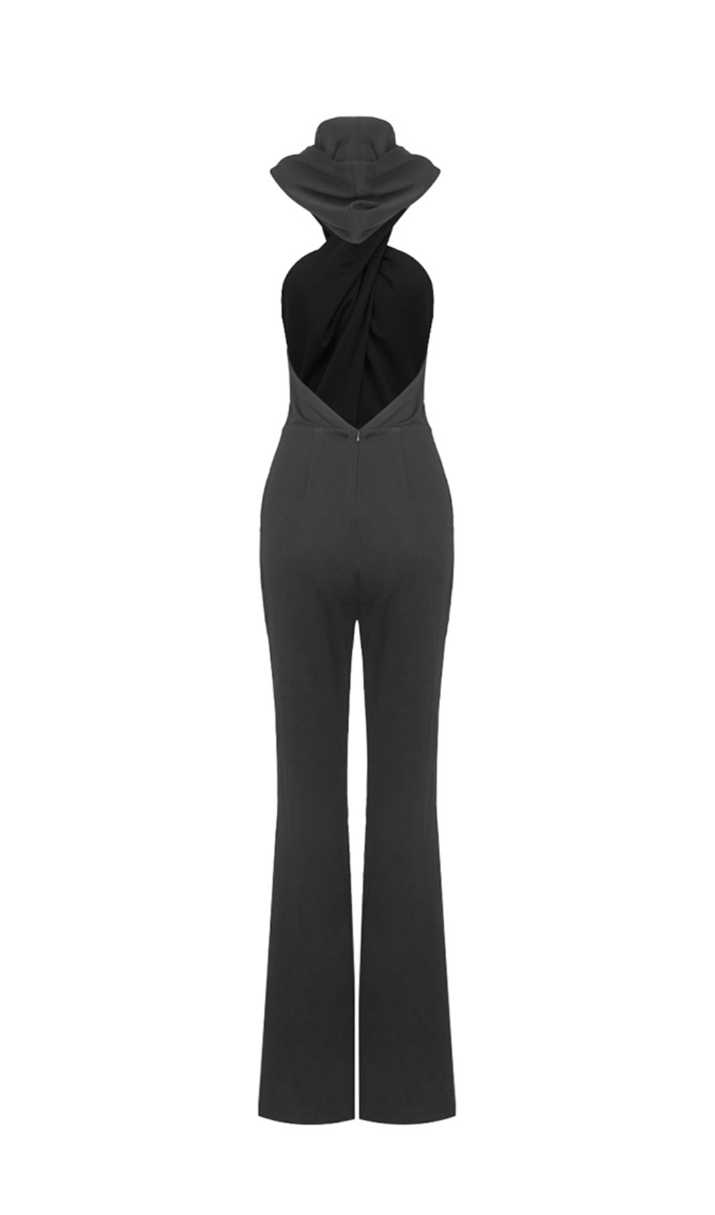 Flowering Girl Women Black Backless Hooded Jumpsuit With Slip Pockets