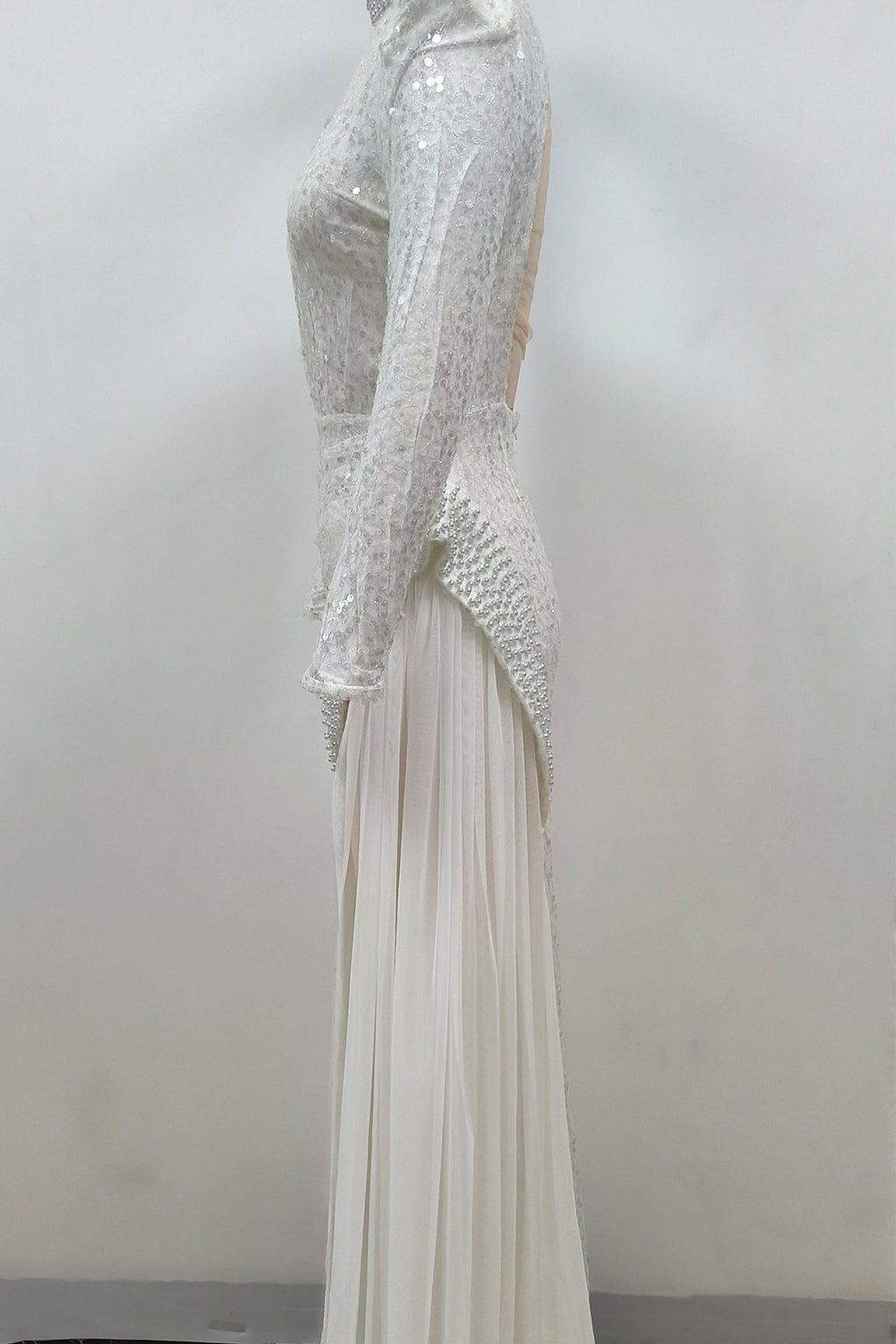 Flowering Girl Women Yvette Pearl Embellished Sequin Maxi Dress In White