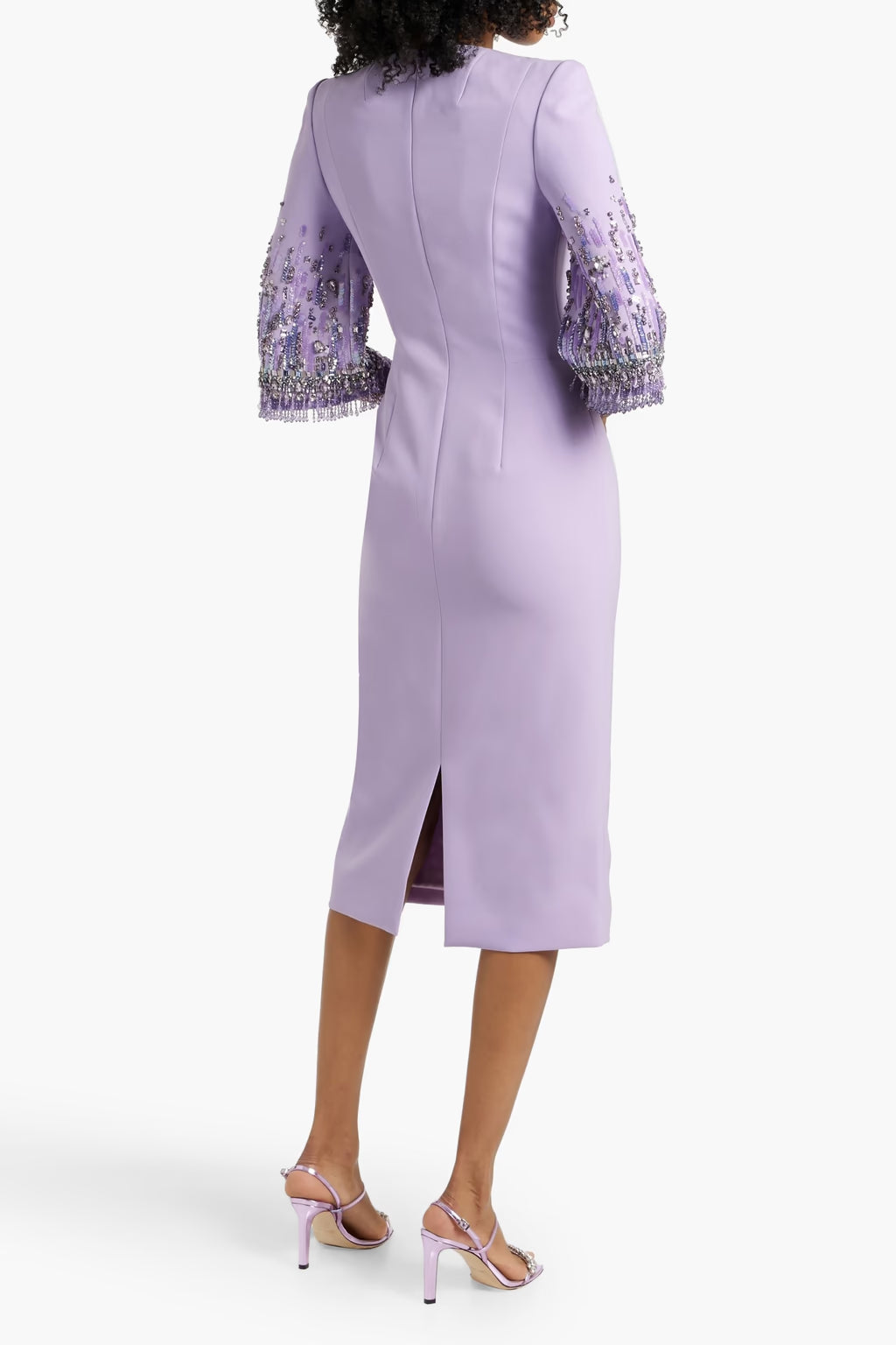 Flowering Girl Women bergman embellished crepe midi dress in lavender