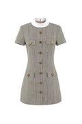 Flowering Girl Women Check Wool Mini Dress