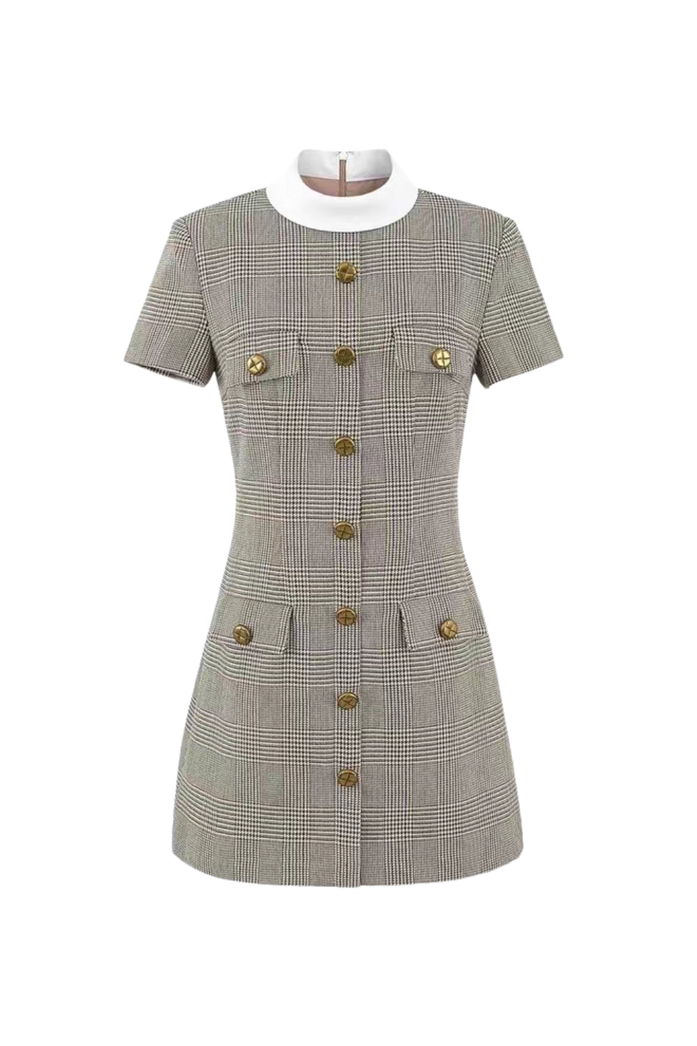 Flowering Girl Women Check Wool Mini Dress