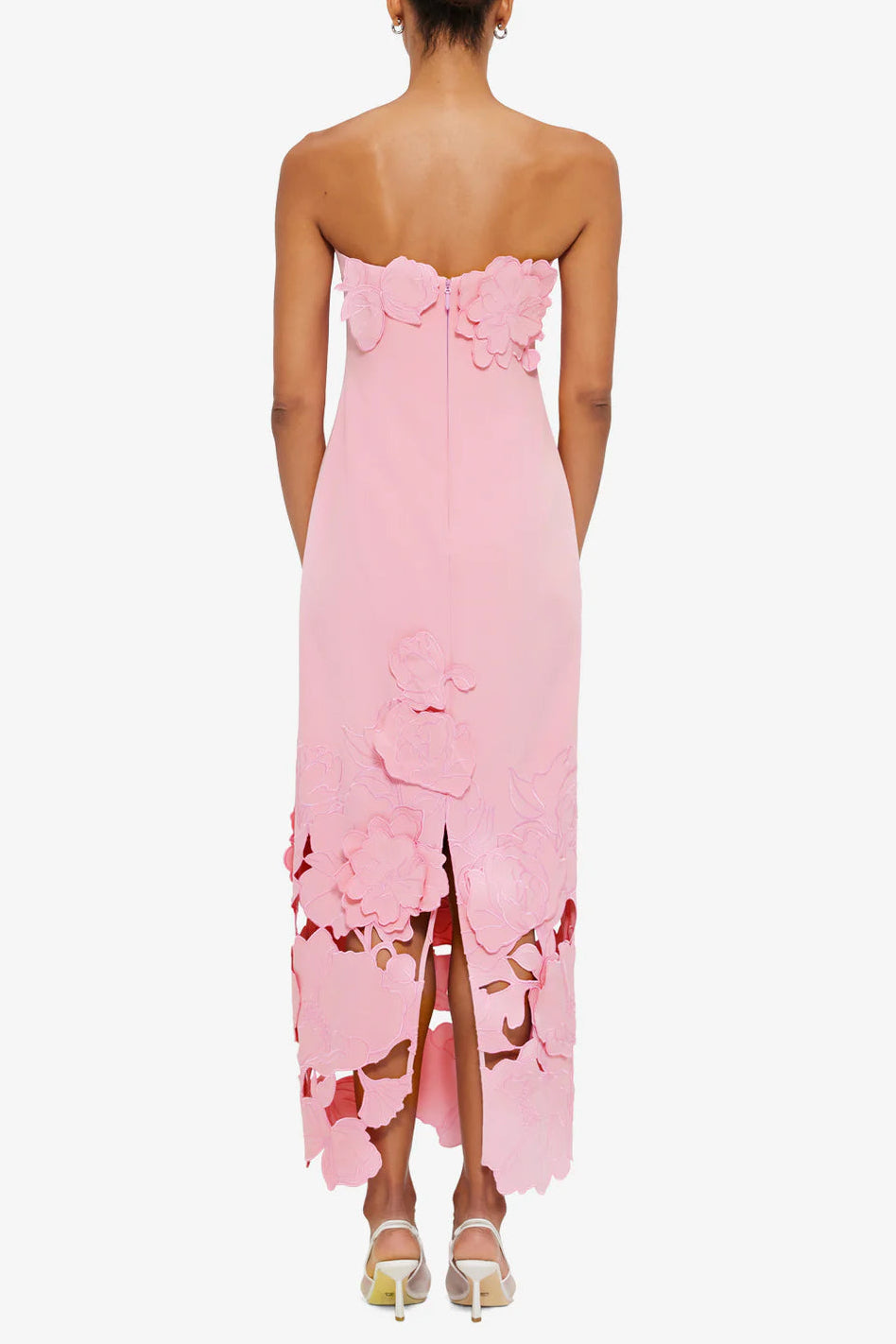 louise Appliqué Bustier Maxi Dress in pink