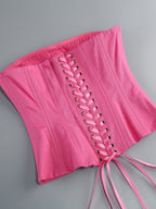 Flowering Girl Women Clegg Pink Corset Flower Two-Piece Set