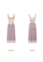 celeste Crochet flowers jersey midi dress in purple