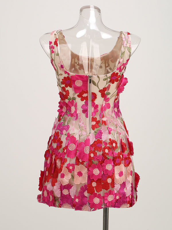 Flowering Girl Women Floral Mini Dress