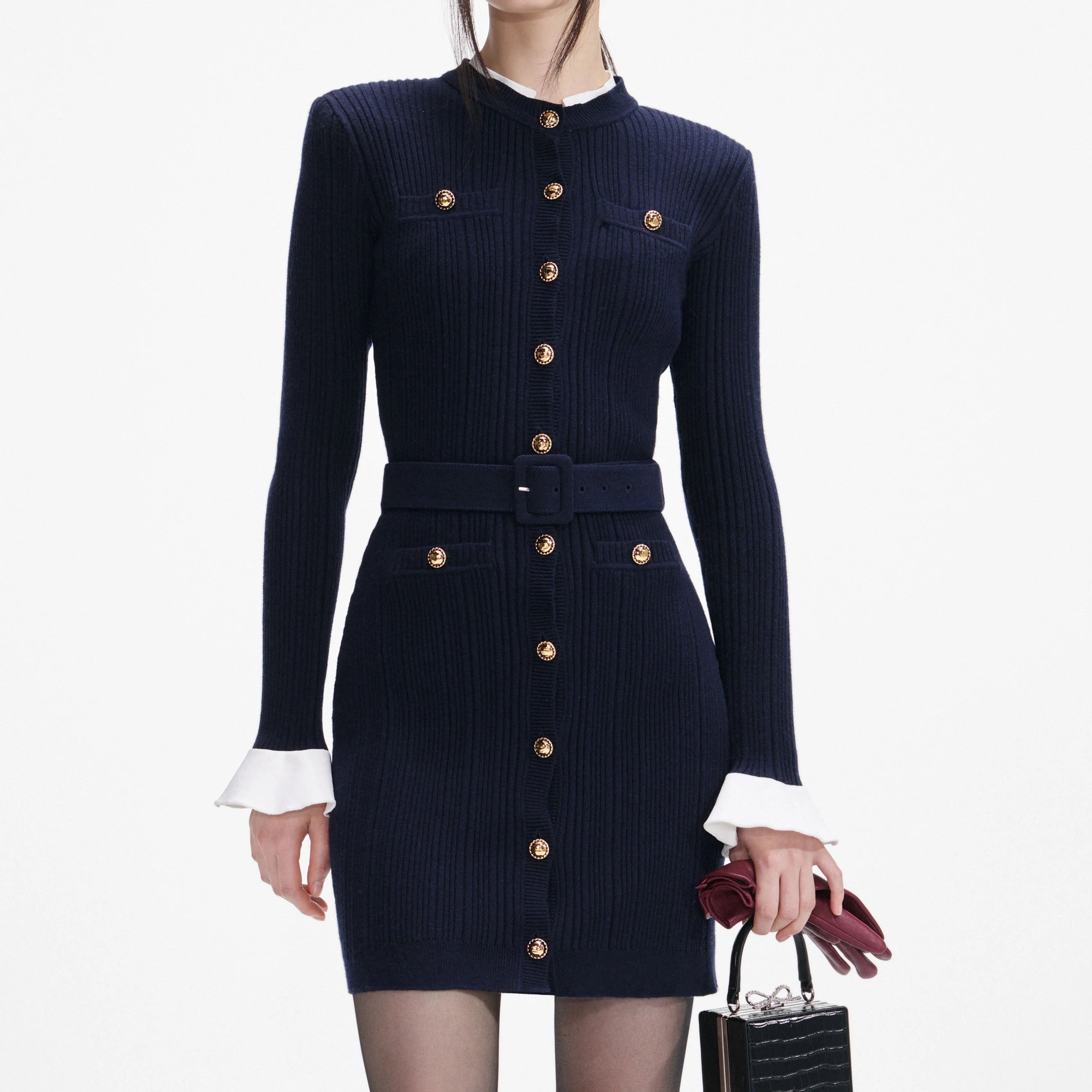 Clementine Navy Viscose Knit Mini Dress