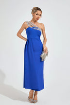 philipppa Diamond embellished Strapless maxi Dress in blue