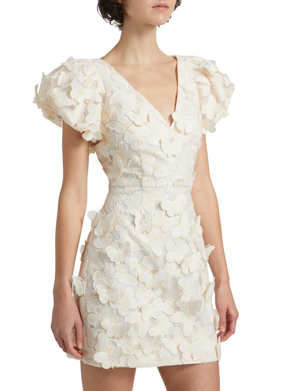 Flowering Girl Women Butterfly Appliqué Mini dress in cream