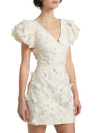 Flowering Girl Women Butterfly Appliqué Mini dress in cream