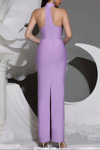 Pandora Sleeveless Beaded Tassel Sequin Bandage Maxi Dress - Violet