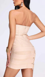 Flowering Girl Women Tube Top Lace Up Bandage Mini Dress