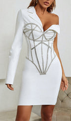 Flowering Girl Women Adorns Asymmetrical One Shoulder White Dress