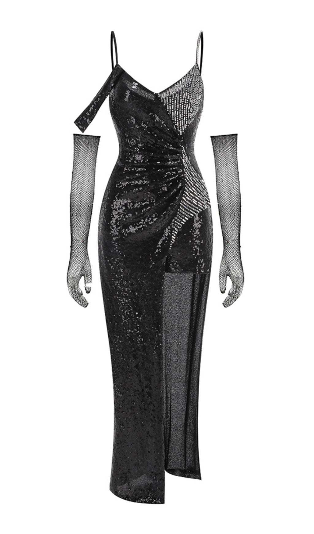 Flowering Girl Women Sequin Strap Maxi Dress In Black
