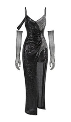 Flowering Girl Women Sequin Strap Maxi Dress In Black