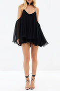 Flowering Girl Women Erica Halter Neck Lace-Up Backless Mini Dress - Black