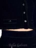 Flowering Girl Women Velvet-texture cropped knitted cardigan in noir