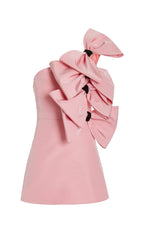 Flowering Girl Women Bow-Detailed Silk Mini Dress In Pink