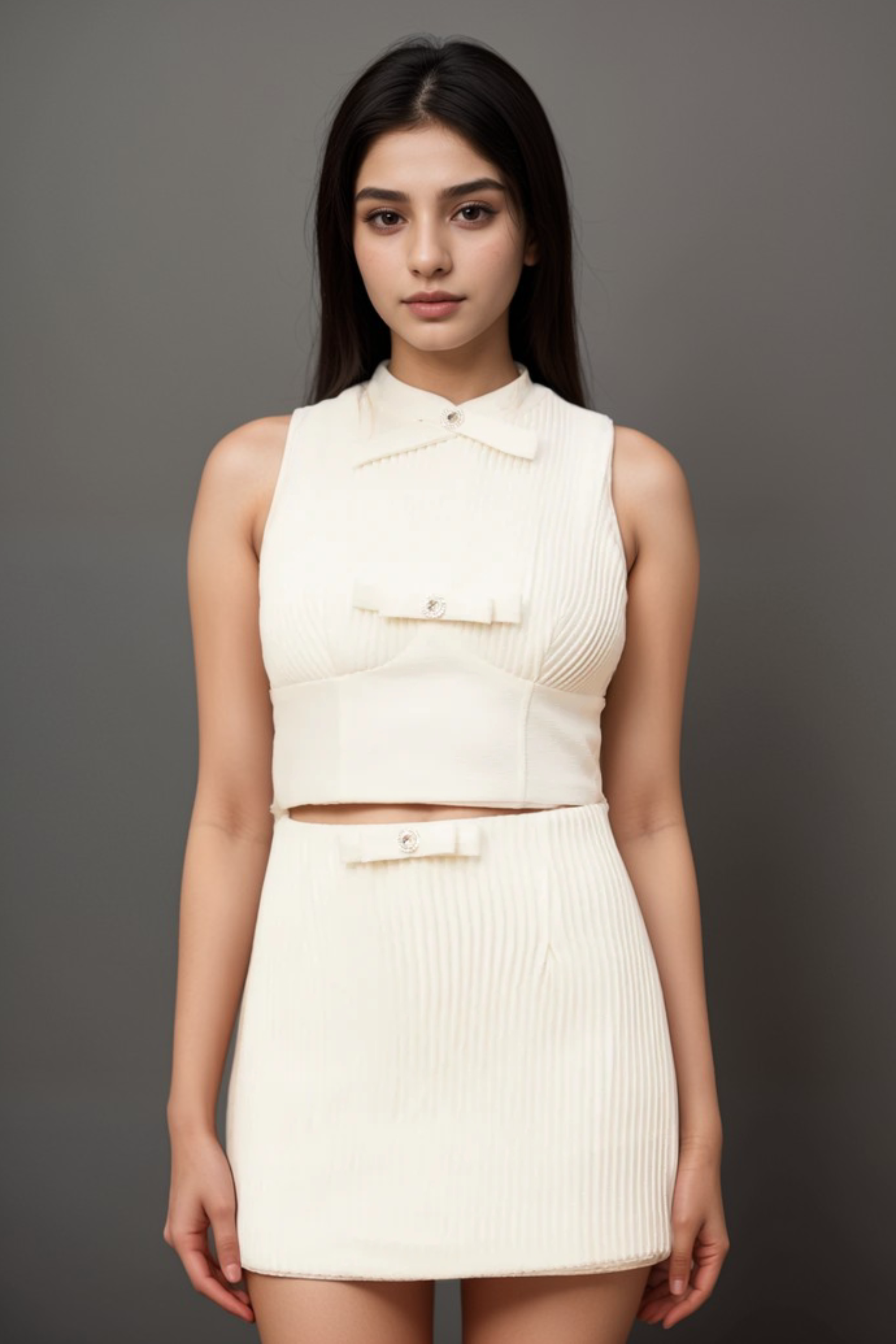 Flowering Girl Women Flaminia White Bow-Embellished Top & Skirt Matching Set