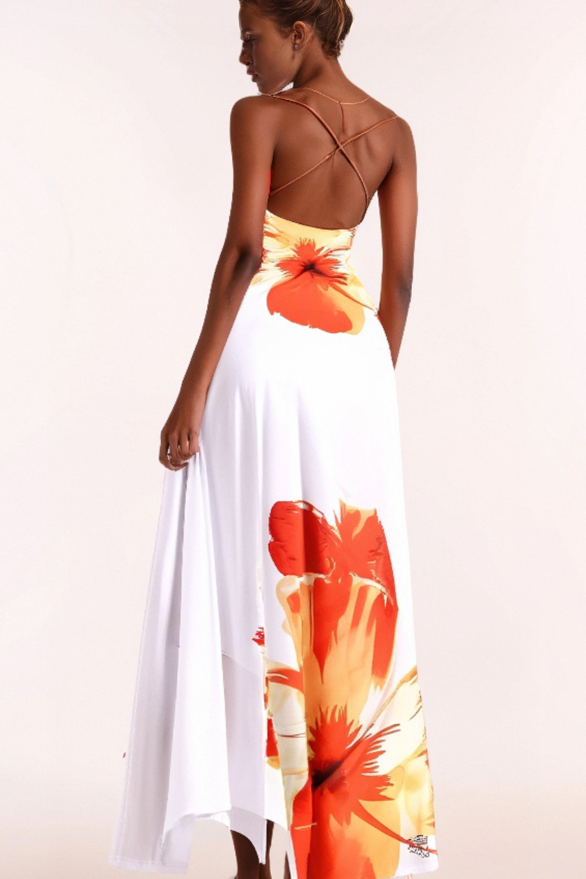Flowering Girl Women Sarrides Strapless Print Midi Dress
