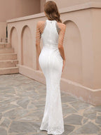 Geometric Sequin Chain Mermaid Prom Dress