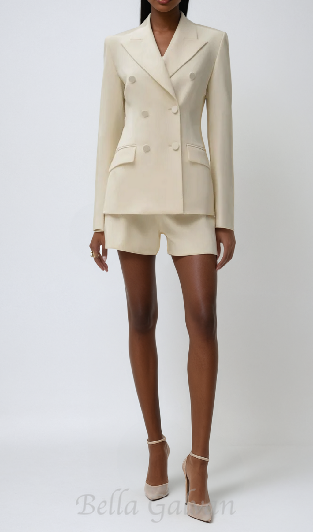 Flowering Girl Women Vienna Cutout Fringe Backless Blazer In Apricot