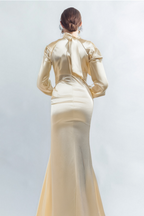 Flowering Girl Women Rae Champagne One-Shoulder Ruffle Embellished Maxi Dress