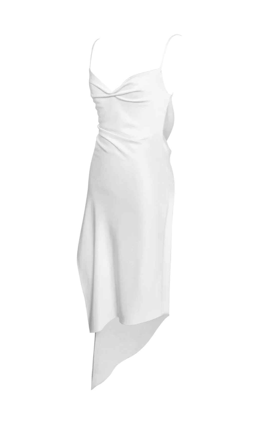 Flowering Girl Women White Satin Draping Midi Dress