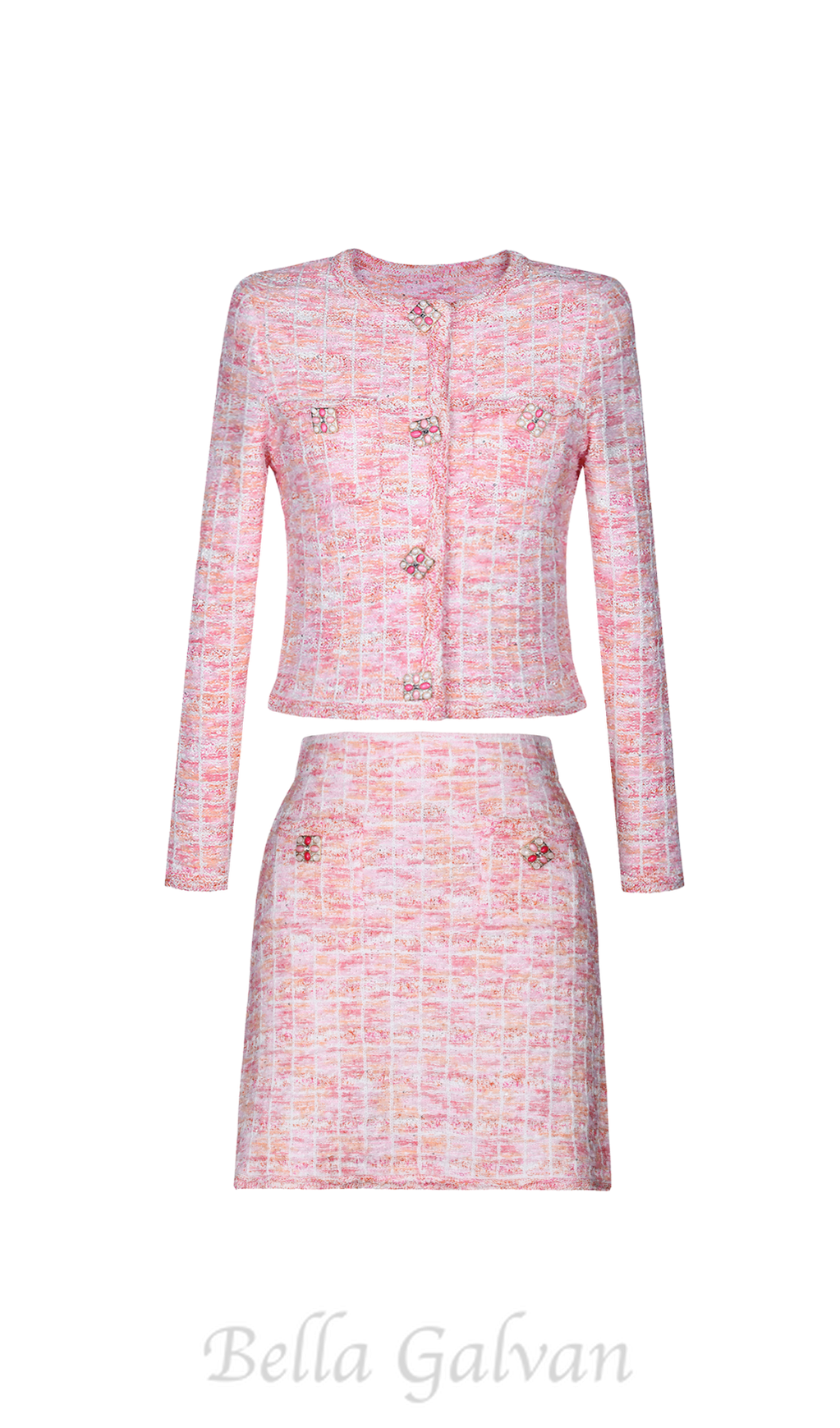 Flowering Girl Women Pink Check Knit Skirt