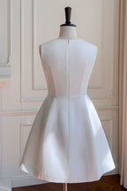 Flowering Girl Women Alyssa Bow Satin Mini Dress In White