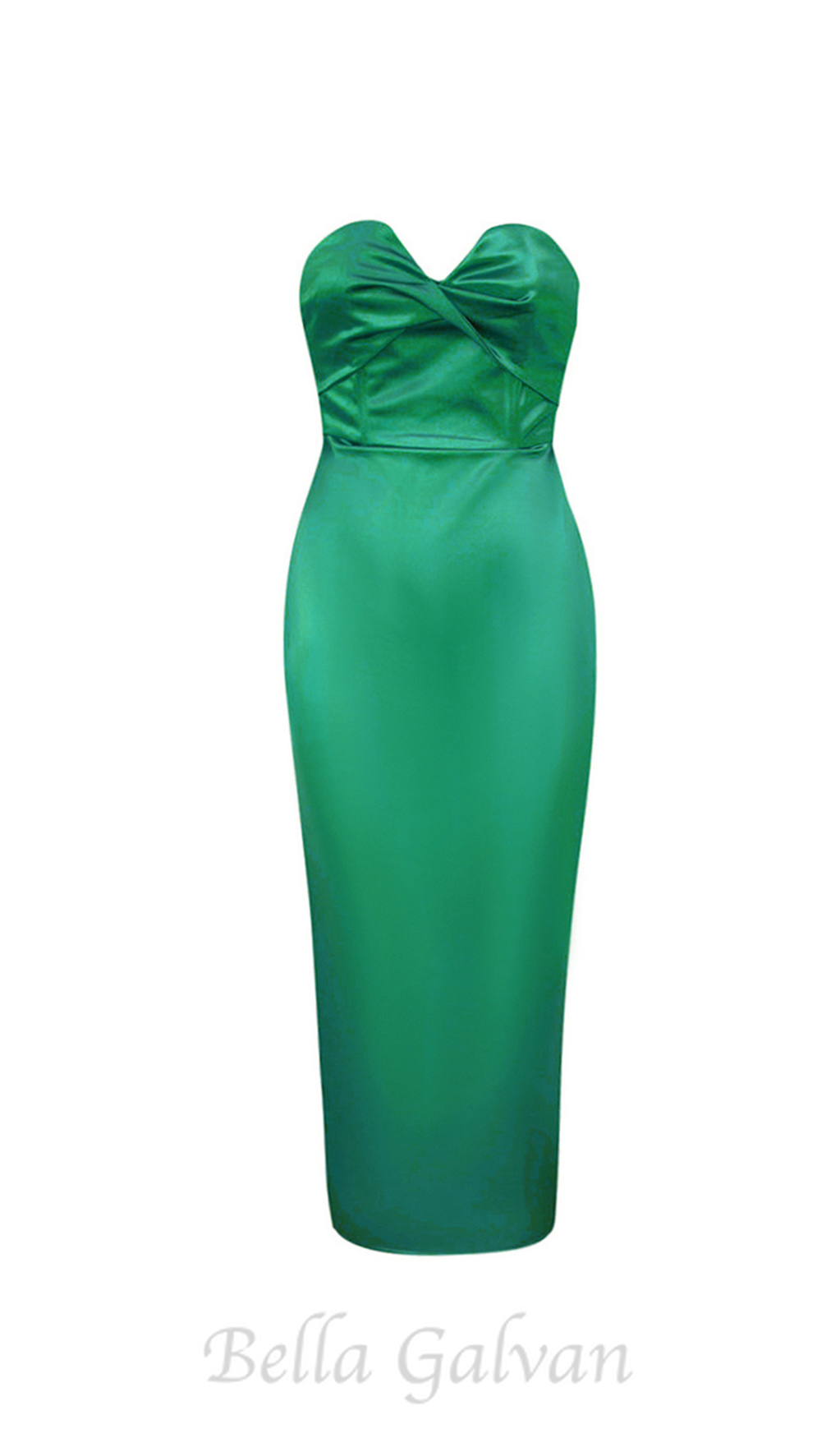 Flowering Girl Women backless split twist-front bodycon midi dress in green