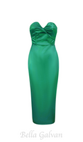 Flowering Girl Women backless split twist-front bodycon midi dress in green