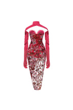 Flowering Girl Women Ziegler Strapless Floral Split Midi Dress In Red
