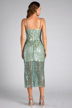 Flowering Girl Women Primili Rhinestone Strap Sequin Midi Dress