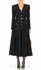 Flowering Girl Women sequin knit v-neck cardigan in black