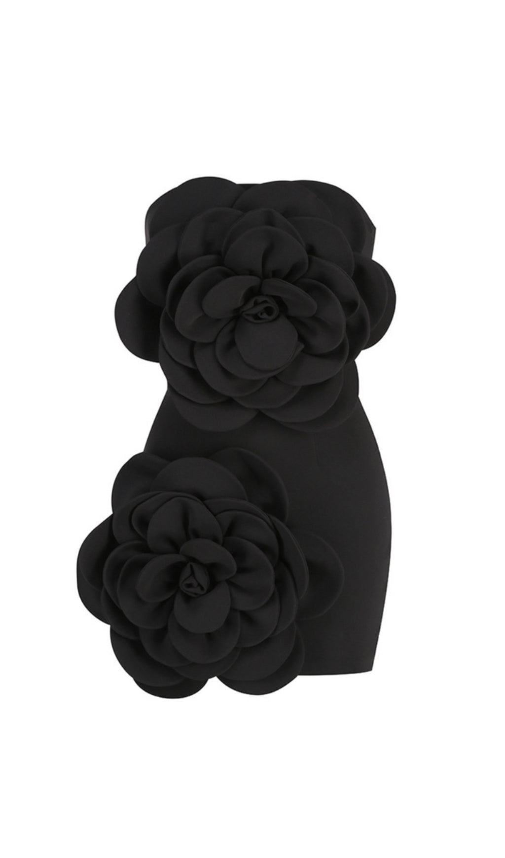 Flowering Girl Women Strapless Flower Mini Dress In Black