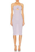 Flowering Girl Women Khloe Lilac Midi Ruched Dress With Flower Detail