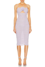 Flowering Girl Women Khloe Lilac Midi Ruched Dress With Flower Detail