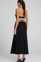 Flowering Girl Women Gold Chain Waist Cutout Bandage Dress