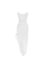 Flowering Girl Women Strapless Feather Midi Dress In White