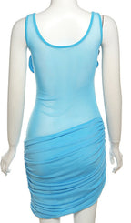 Flowering Girl Women U NECK FLOWER MESH DRESS