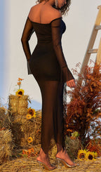 Flowering Girl Women Flower Ruffle Mesh Dress