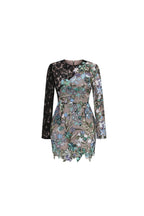 Flowering Girl Women Long Sleeve Lace Sequin Floral Dress