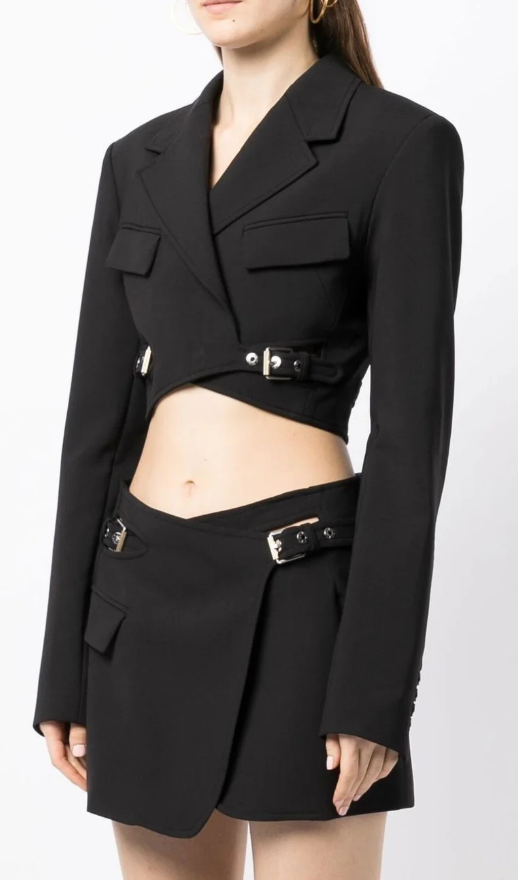 Flowering Girl Women Jayla Cropped Cutout Blazer in Black